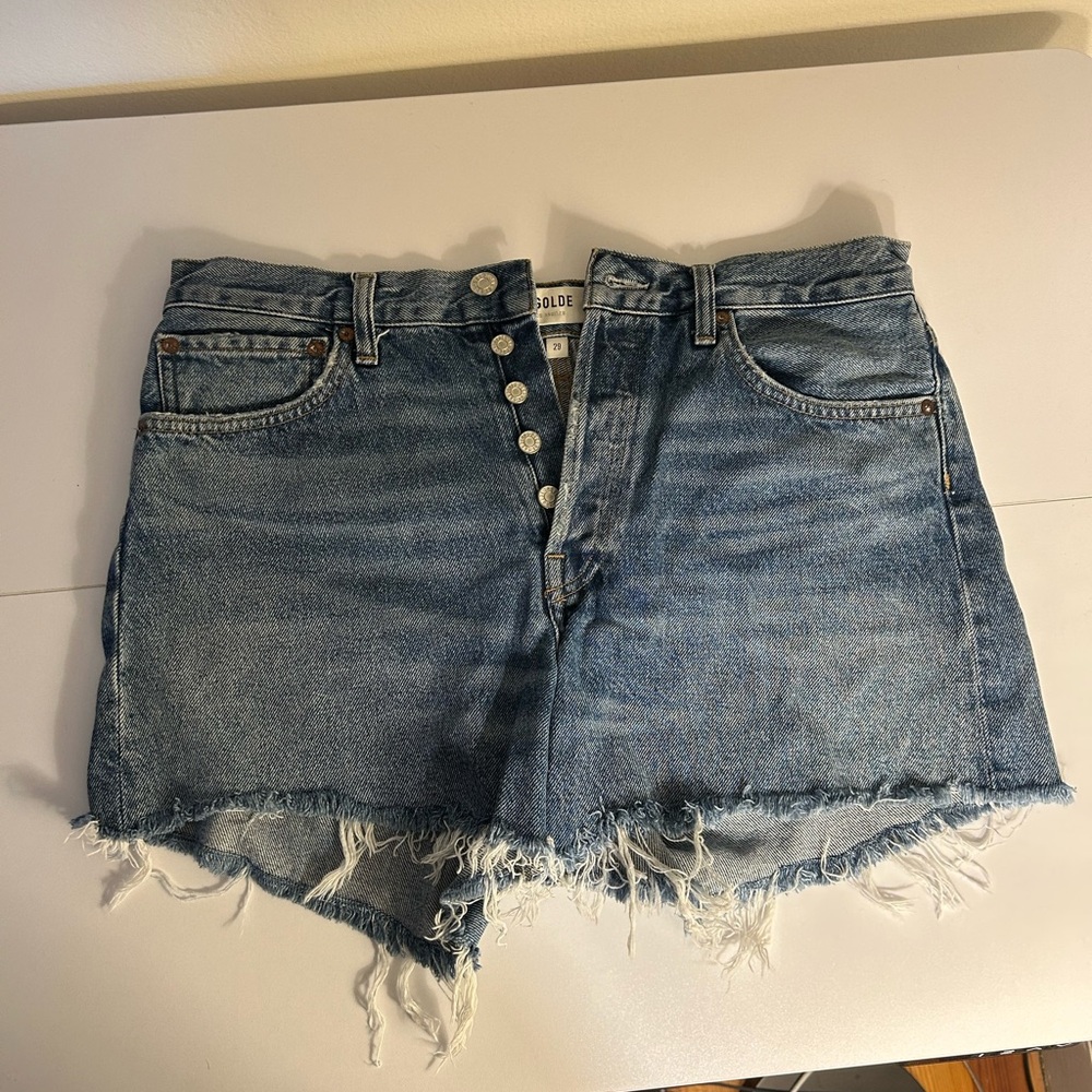 AGOLDE Parker Long High-Waisted Denim Shorts